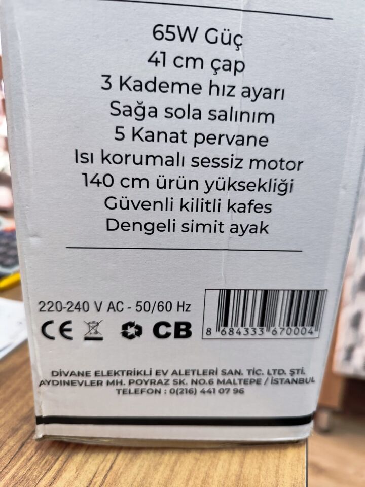 Divane 16 inç vantilatör