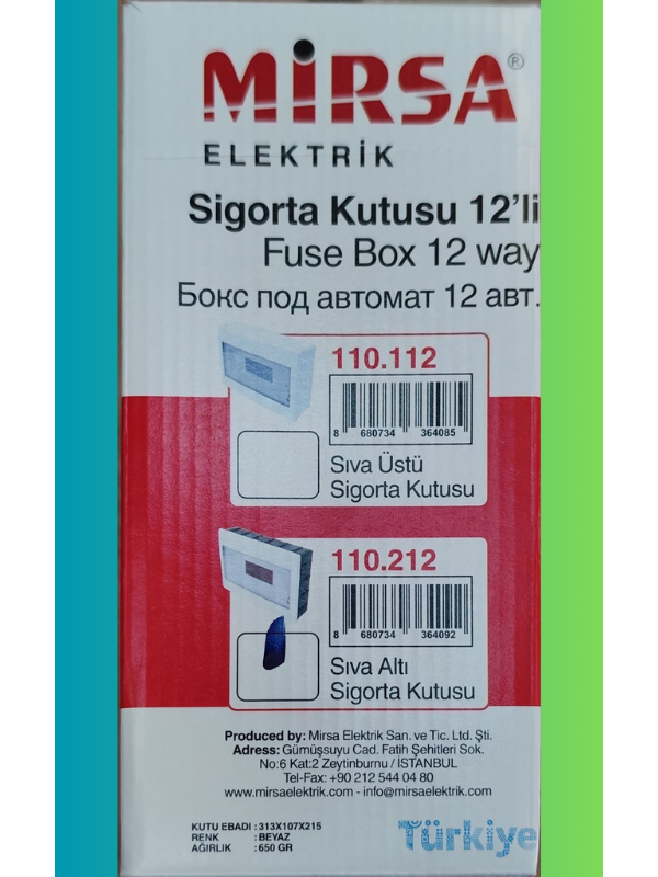 12'li Sigorta Kutusu Sıva Altı