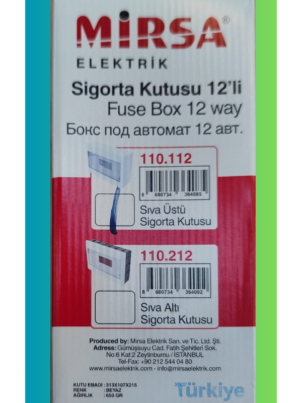 12'Li Sigorta Kutusu Sıva üstü
