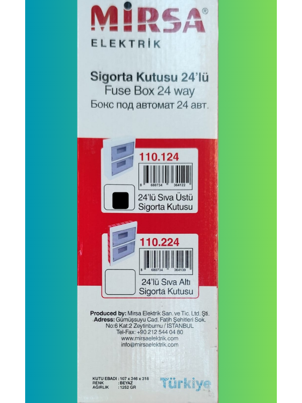 24'Lü Sigorta Kutusu Sıva Üstü